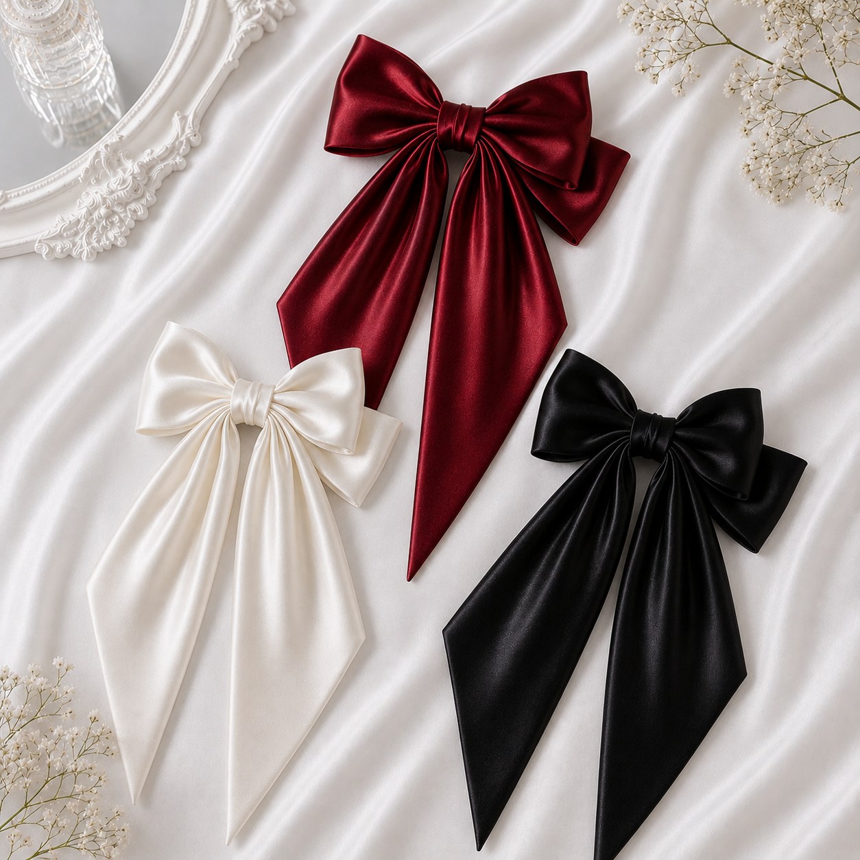Luxury Long Tail Silk Hair Bow for Girls 2 Luxury Long Tail Silk Hair Bow for Girls - Image 2