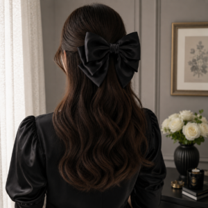 Premium Silk Hair Bow Clip for Girls and Women
