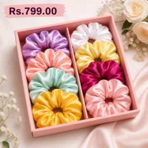 Pack of 8 Silk Scrunchies