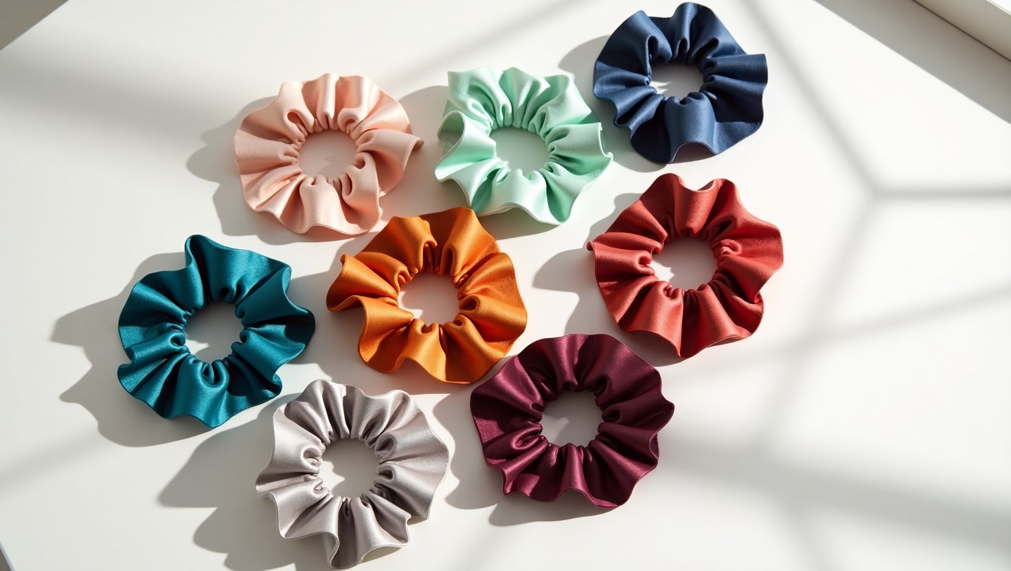 Pack of 8 Silk Scrunchies 4 Pack of 8 Silk Scrunchies - Image 4